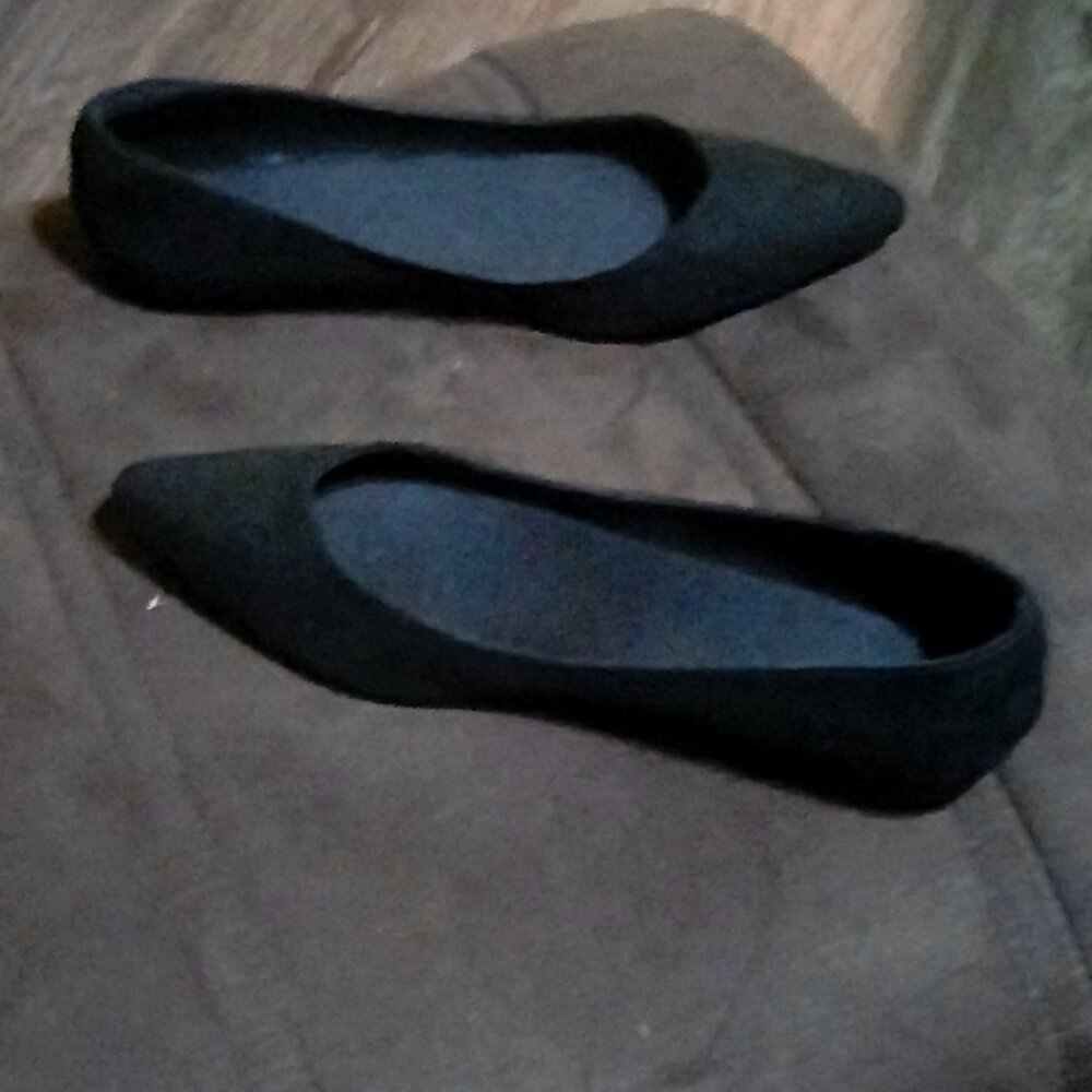 Black Faux Suede Amanda Pointed Toe Flats